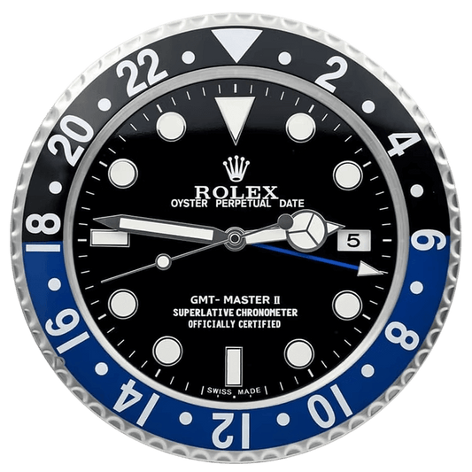 Horloge Murale de Luxe - Style Rolex GMT Master II "Batman" - Passeport Cases