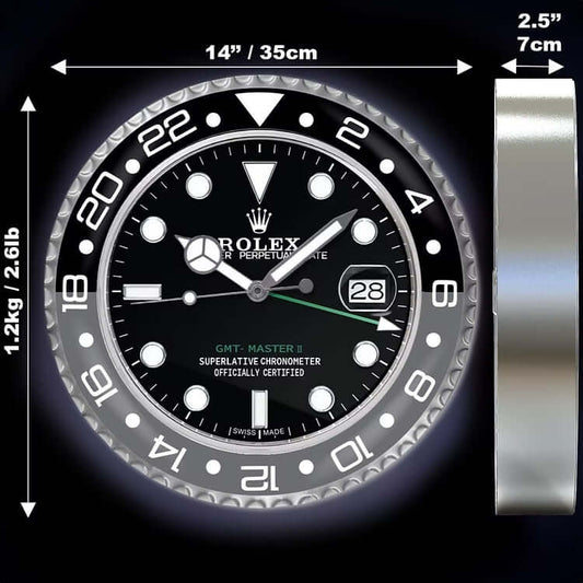Horloge Murale de Luxe GMT-Master II – Design Rolex Professionnel - Passeport Cases