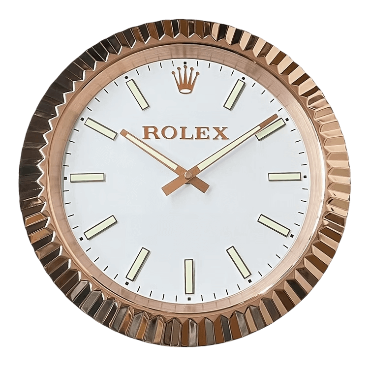 Horloge Murale de Luxe Datejust - Inspirée par Rolex en Or Rose - Passeport Cases