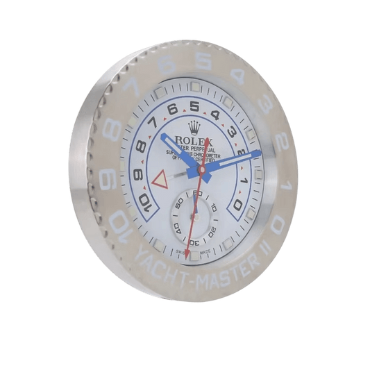 Horloge Murale Luxe Nautique Inspirée du Rolex Yacht-Master Argent - Passeport Cases