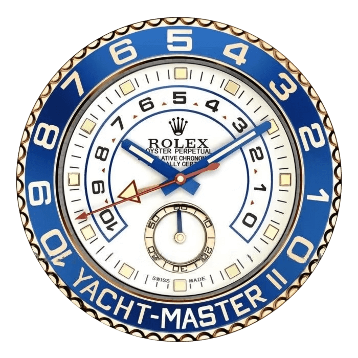 Inspired Wall Clock Yacht-Master II Gold & Blue For Sailing and Luxury Lovers