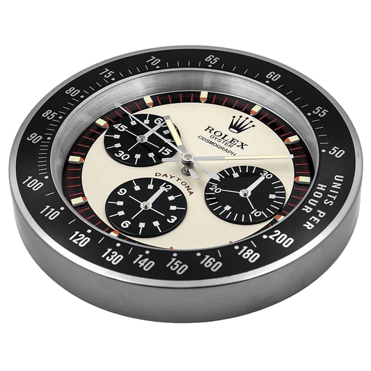 Horloge Murale Daytona Paul Newman – Design Vintage Blanc & Noir - Passeport Cases