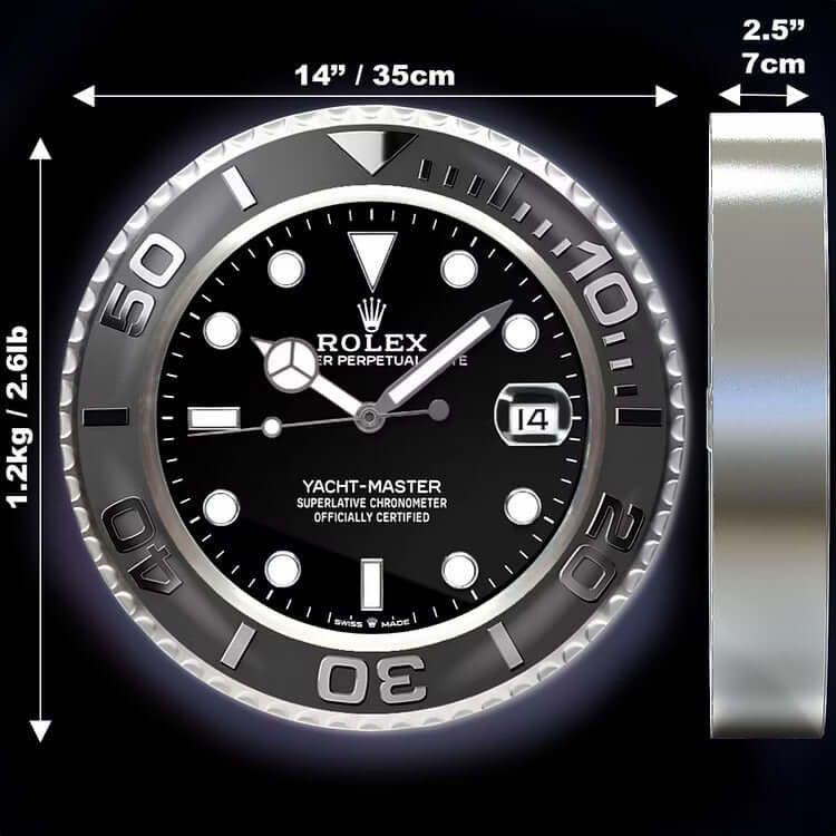 Horloge Murale Luxe Yacht-Master Style Rolex – Élégance et Précision pour Décoration Intérieure - Passeport Cases
