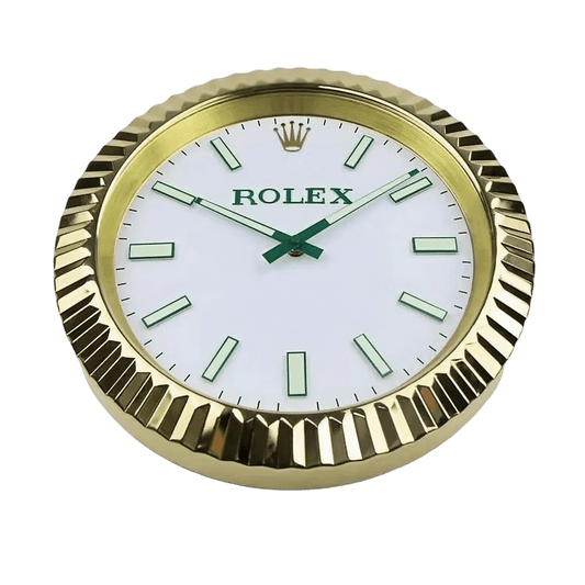 Horloge Murale Rolex Blanche & Verte 🟢⚪ – L'Essence du Prestige à Chaque Seconde - Passeport Cases