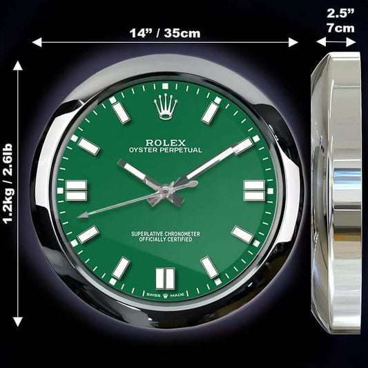 Horloge Murale de Luxe Inspirée par Rolex Oyster Perpetual - Élégance et Précision - Passeport Cases