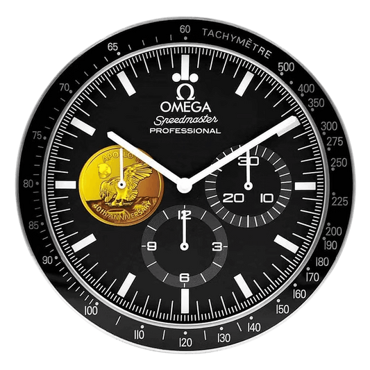 Luksusowy zegar ścienny Omega Speedmaster elegancki i precyzyjny design