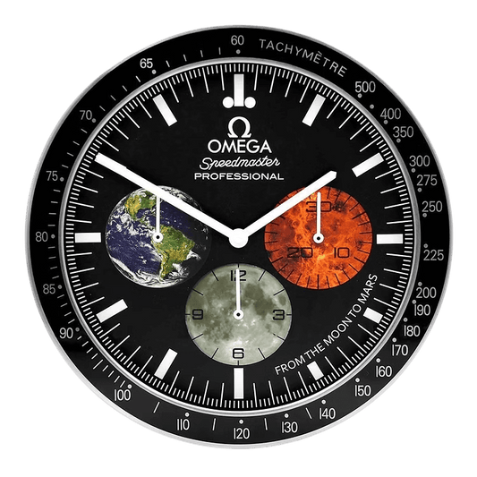 Zegar ściany luksusowego - Omega Speedmaster, elegancja i precyzja