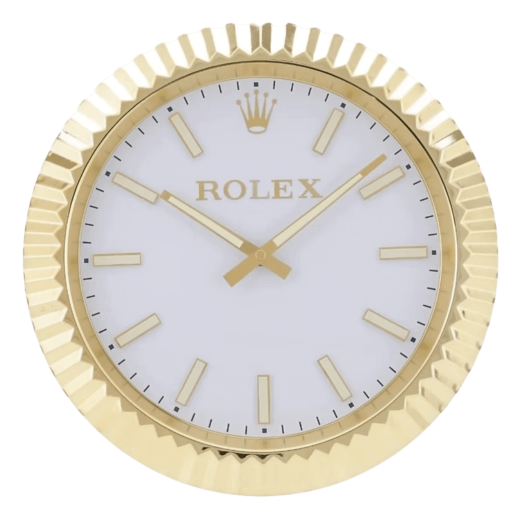 Horloge Murale de Luxe en Or - Inspirée par Rolex Datejust - Passeport Cases