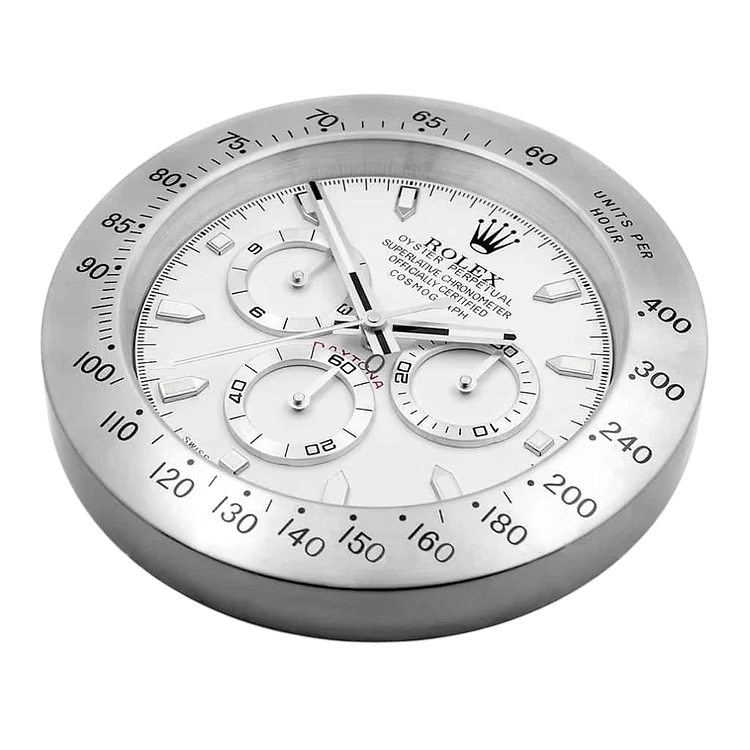 Horloge Murale Design Luxe Daytona Argenté - Élégance et Précision Intemporelle - Passeport Cases
