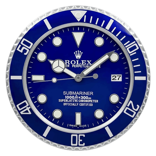 Horloge Murale de Luxe Rolex Submariner Bleue - Élégance et Précision - Passeport Cases