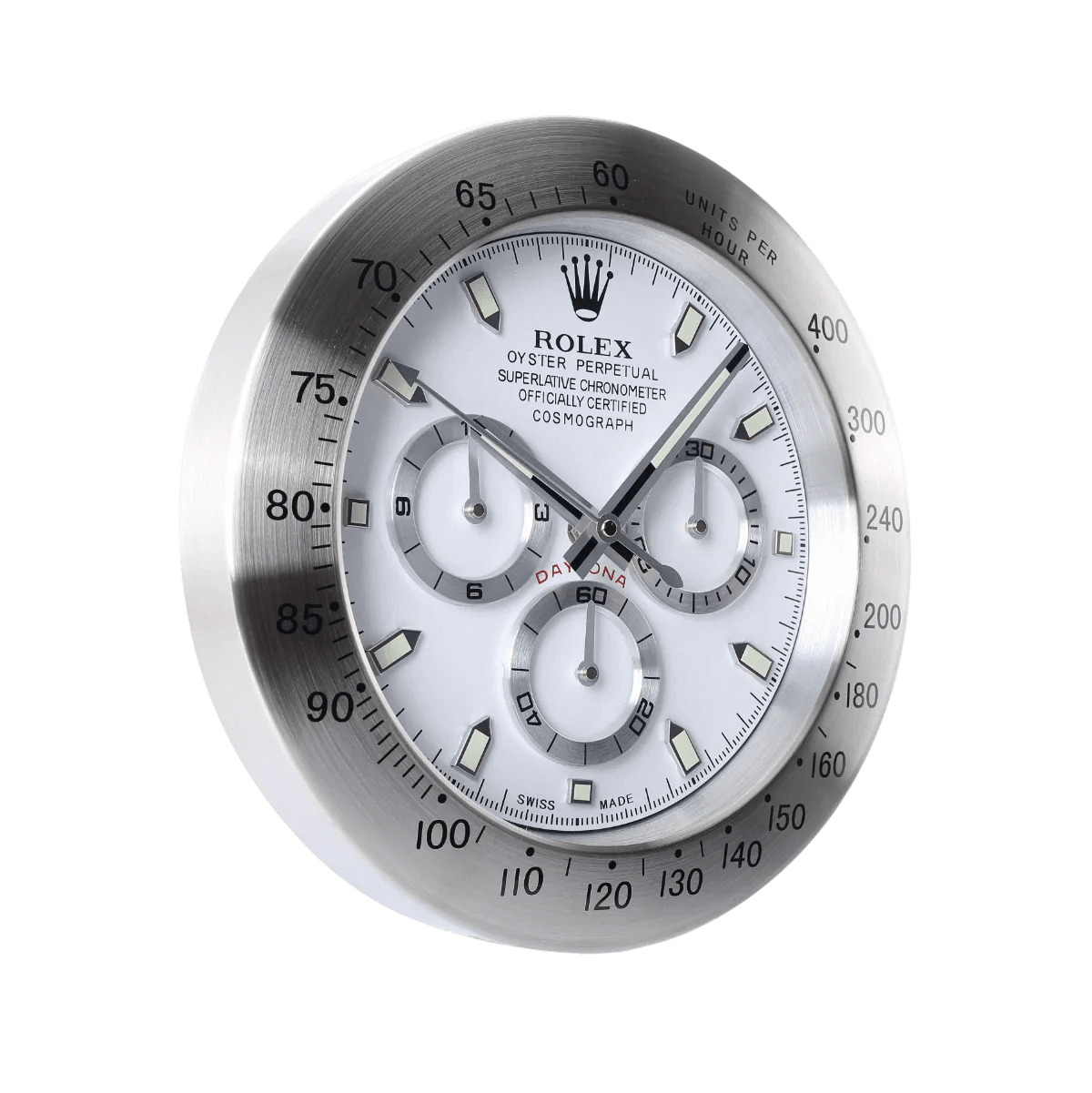 Horloge Murale Design Luxe Daytona Argenté - Élégance et Précision Intemporelle - Passeport Cases