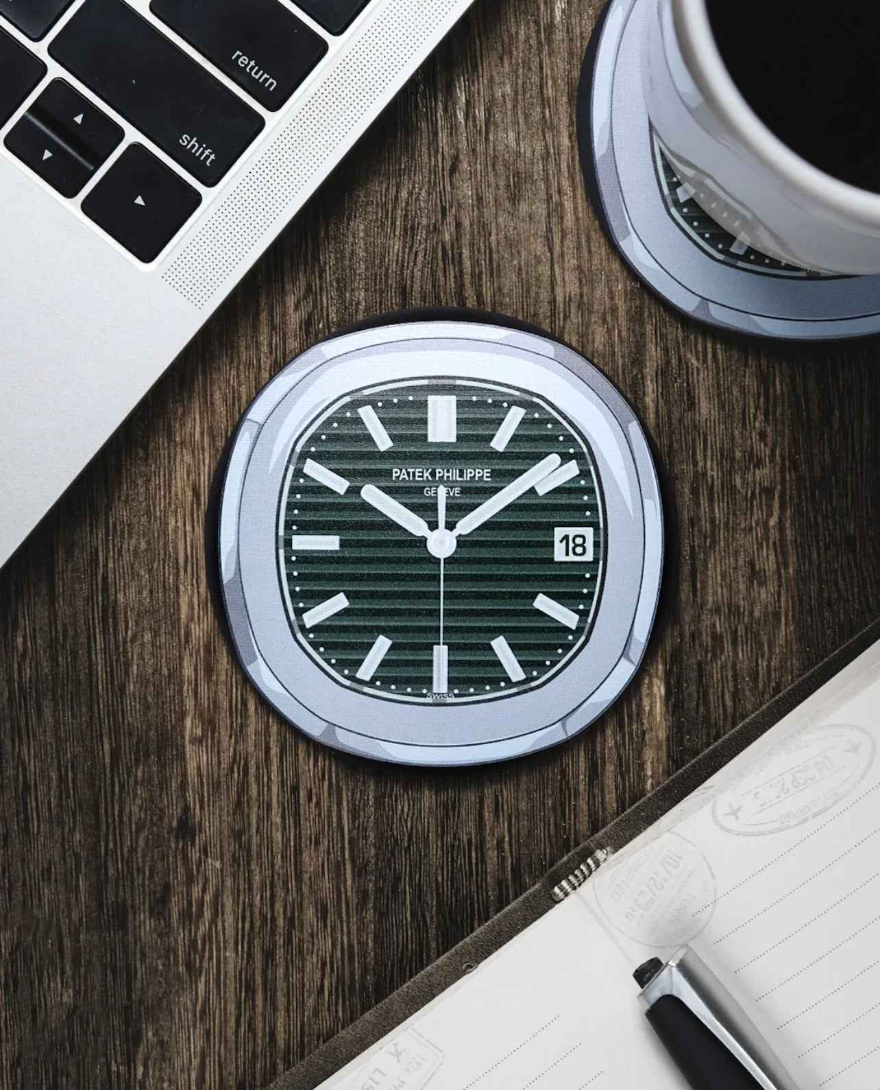 Sous-verres en silicone Nautilus 5711 Vert pour amateurs de montres - Passeport Cases