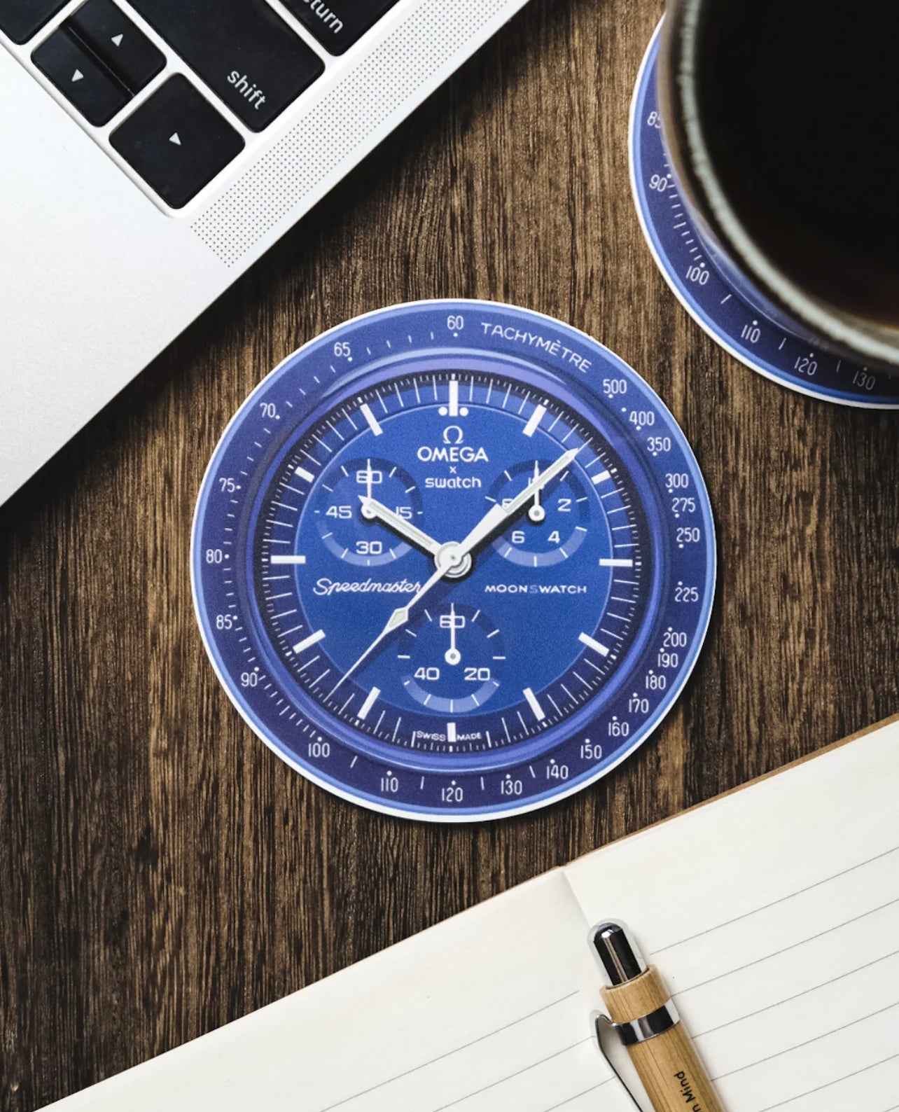 Sous-verres en Silicone Résistants à l'Eau pour Amateurs de Montres - Mission Neptune MoonSwatch - Passeport Cases