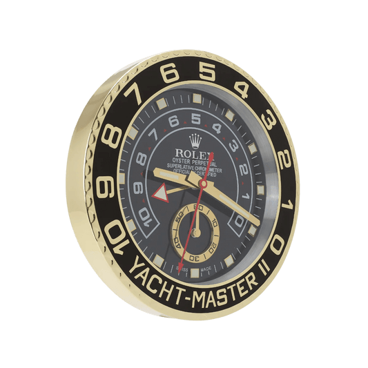 Horloge Murale Yacht-Master II – Édition Noir & Or 🖤✨ - Passeport Cases