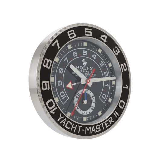 Horloge Murale Yacht-Master II – Noir & Argent ⚓🖤 - Passeport Cases