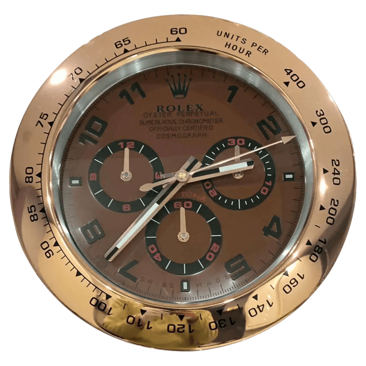 Horloge Murale Rolex Daytona Chocolat & Or Rose – Style Racing 🏁✨ - Passeport Cases