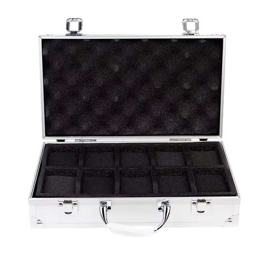 Boîte à montres en aluminium – 10 emplacements avec coussinets