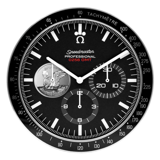 Luksusowy zegar ścienny Omega Speedmaster elegancki i precyzyjny design