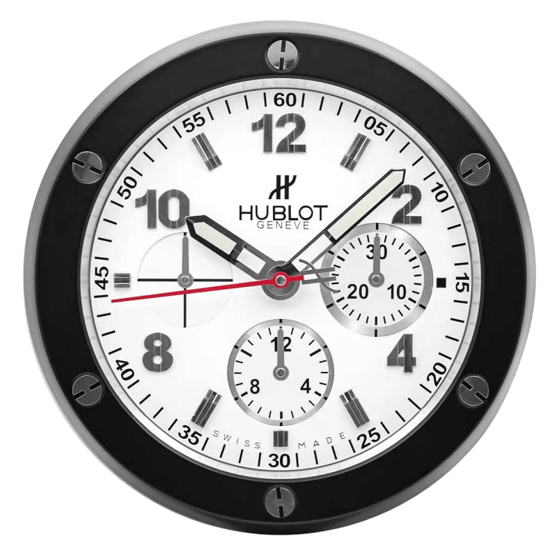 Horloge Murale Hublot Cadran Blanc – Élégance Contrastée & Performance 🕰️⚪🖤