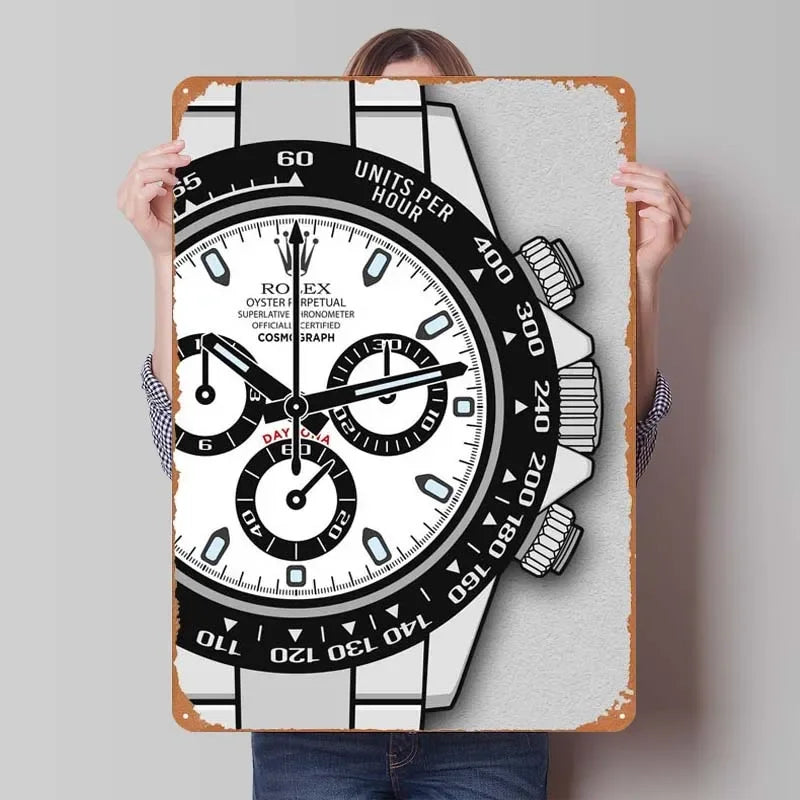🖼️ Affiche Murale Métal Vintage – Cadran Rolex Daytona
