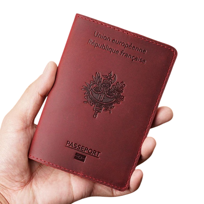 Protège-Passeport France – Étui en cuir véritable