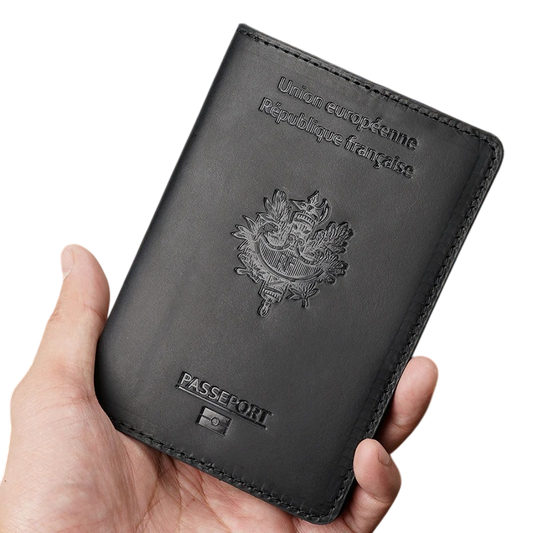 Protège-Passeport France – Étui en cuir véritable - Passeport Cases