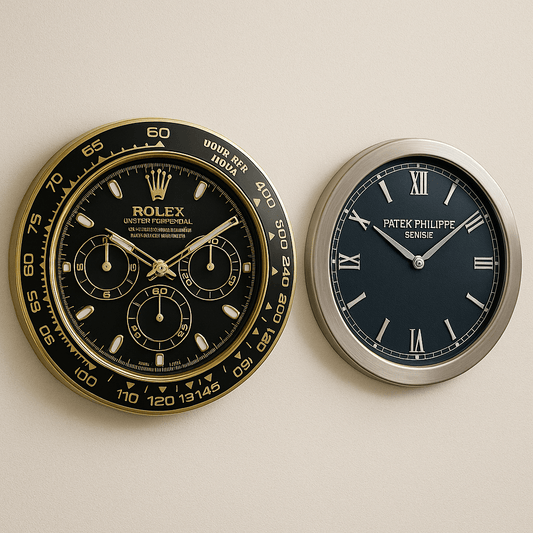 Élégance et Précision: Horloge Murale Inspirée Rolex et Patek Philippe