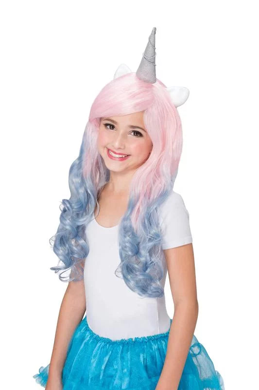 Perruque Licorne Rose/Blue pour Enfant