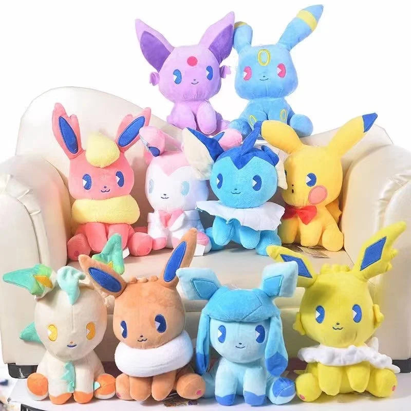 Ensemble de 10 Peluches Douces des Evolutions d'Eevee - 17 cm