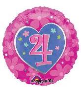 Ballons en Chiffres M 18" Fleurs Roses pour Anniversaire