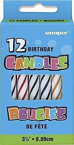 Bougies d'Anniversaire Spiralées Multicolores 3,5'' - Pack de 12