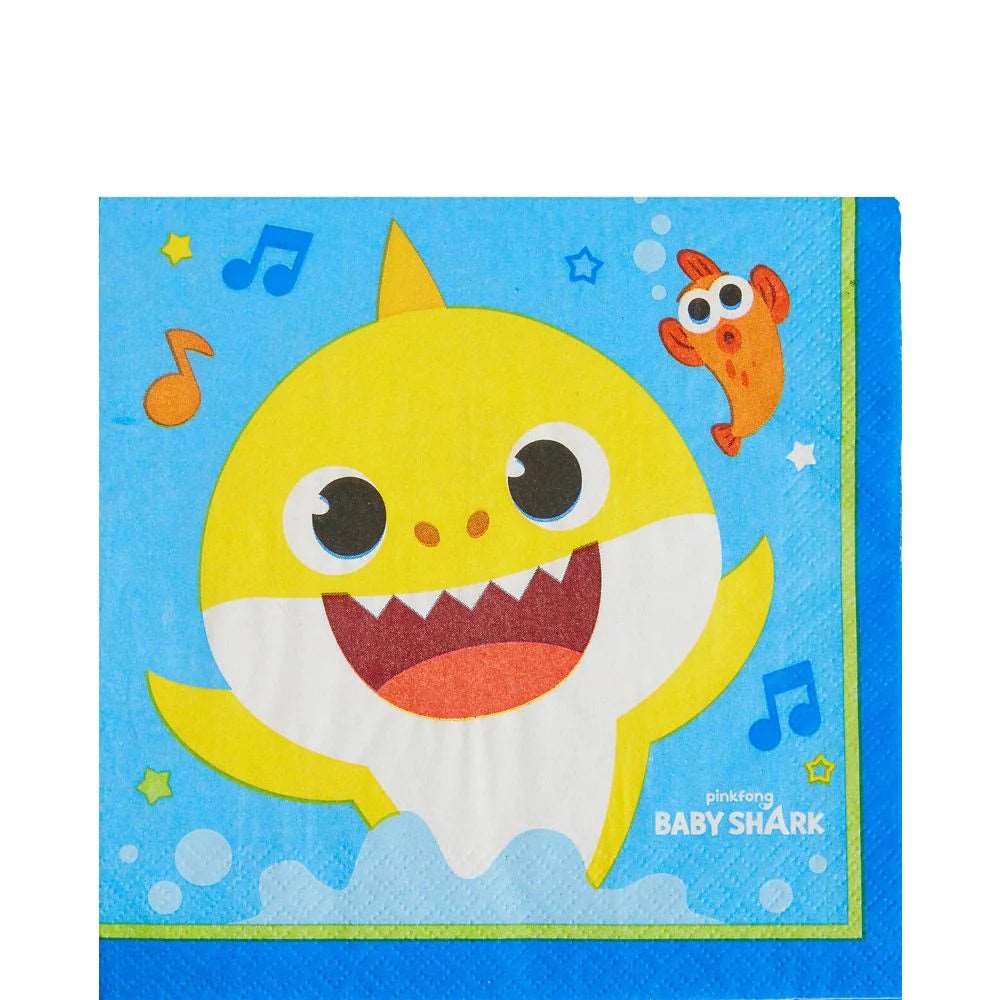 Serviettes en Papier Baby Shark - Pack de 16 (13 pouces)