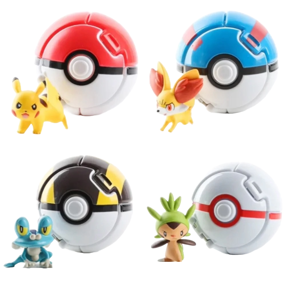 Ensemble de 20 Pokeballs Pop n Throw avec figurines Pokémon 7 cm