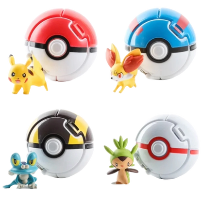 Ensemble de 20 Pokeballs Pop n Throw avec figurines Pokémon 7 cm