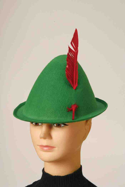 Chapeau Alpin Vert avec Plume Rouge