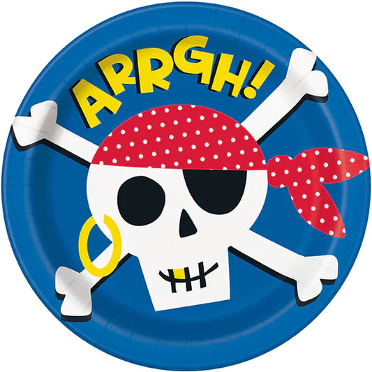 Assiettes Ahoy Pirate - 9 pouces pour fêtes en mer