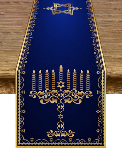 🕎 Chemin de Table Hanoucca - Étoile de David & Menorah 🌟