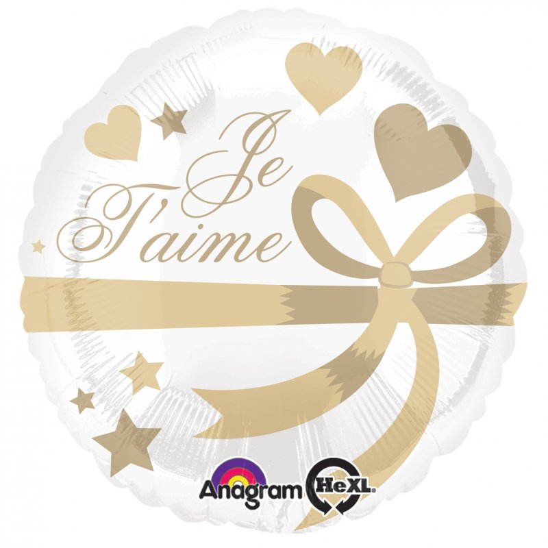 M. 18" Je T'aime Wrapped With Gold Balloon