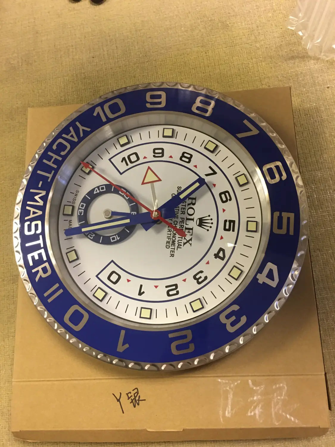 Horloge murale - Yacht Master ll argent et bleu