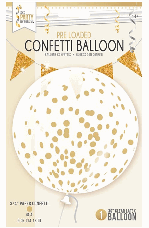 36" Clear Confetti Balloon