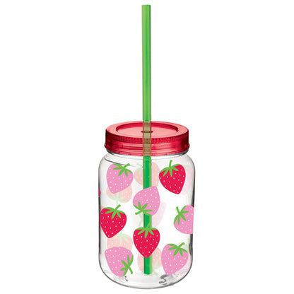 Plastic Cup Mason Jar Style With Straw