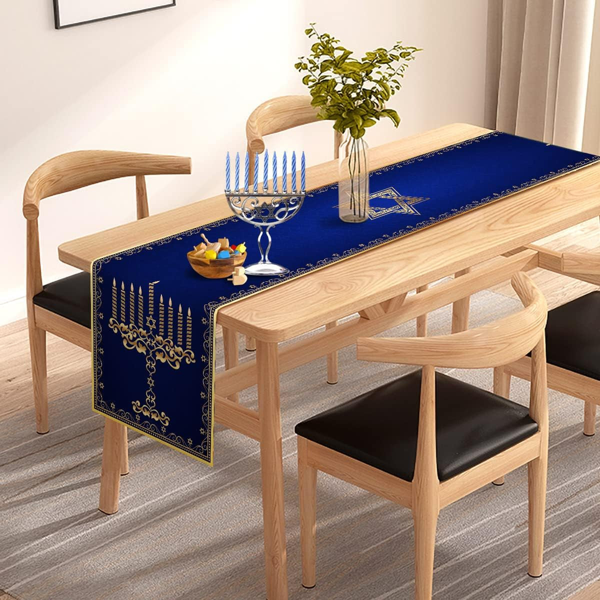 🕎 Chemin de Table Hanoucca - Étoile de David & Menorah 🌟