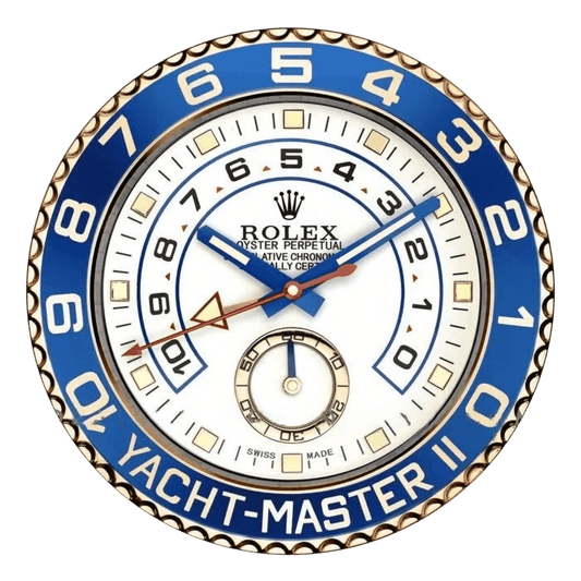 Horloge Murale Inspirée Yacht-Master II Or & Bleu pour Amateurs de Voile et Luxe