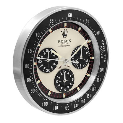 Horloge Murale Daytona Paul Newman – Design Vintage Blanc & Noir