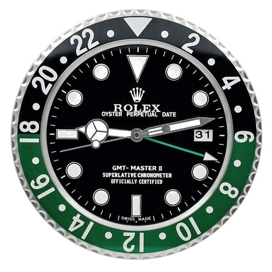 Horloge Murale Rolex GMT Master II - Élégance Noir et Vert pour un Intérieur Raffiné