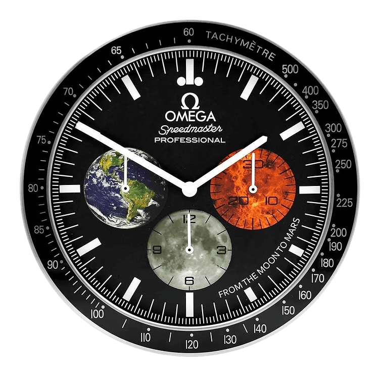 Horloge Murale Design Luxe - Omega Speedmaster, Élégance et Précision