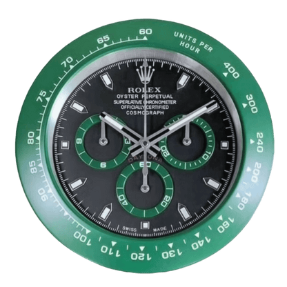 Horloge Murale Rolex Daytona Verte – Cadran Noir & Lunette Racing