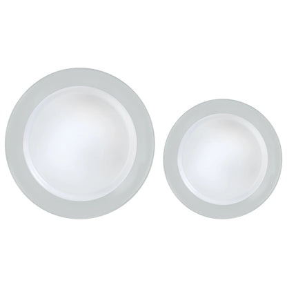 Assiettes en Plastique Robustes à Bord Coloré - Set de 2 Tailles