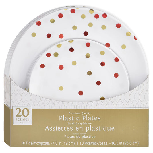 Assiettes en Plastique Robuste à Pois - 2 Tailles, Couleurs Vives