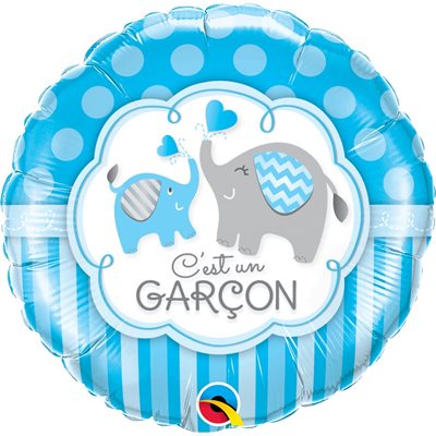 Ballon Métallique 18" C'est Un Garçon - Élégant Éléphant Bleu